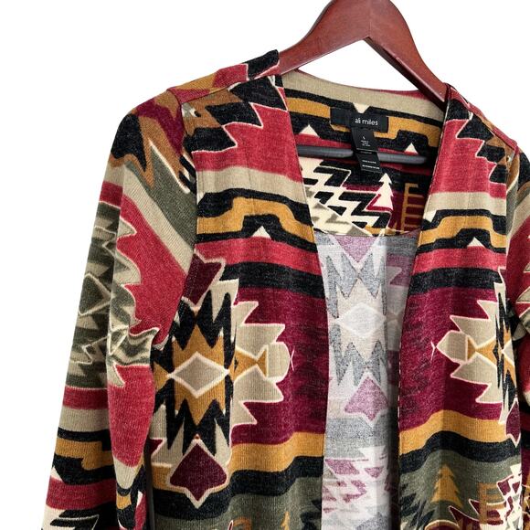 Ali Miles Sz Small Knit Sweater Jacket Blouse Shirt Top Aztec Red Ranch Montana - Picture 4 of 10